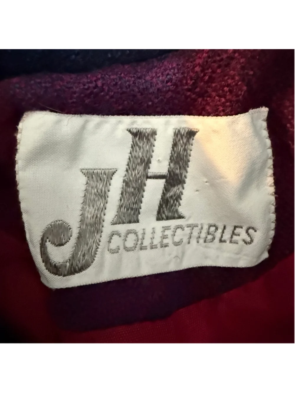 Vintage JH Collectibles 100% Wool Plaid Skirt Suit 2 Piece Jacket Burgundy